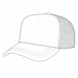 5-panel trucker hat construction line drawing