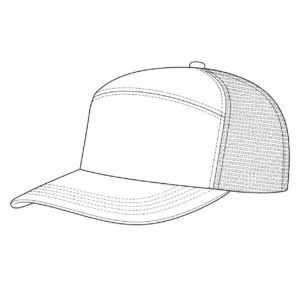 5-panel trucker hat style line drawing