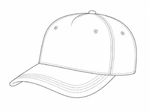 Custom 5-panel baseball cap construction line drawing