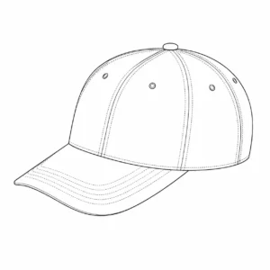 Custom 6-panel baseball cap style line drawing
