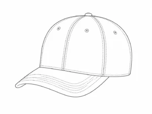 Custom 6-panel baseball cap construction line drawing
