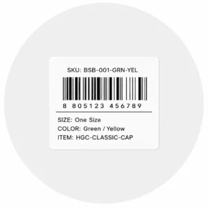 Barcode sticker for custom hats