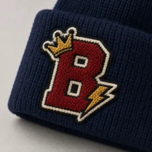 custom beanie & knit hat with Chenille Patch