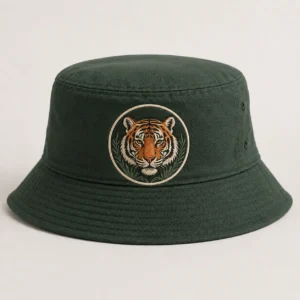 custom bucket hat with Flat Embroidery