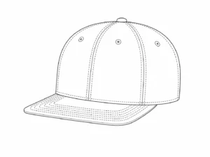 Custom flat brim baseball cap line drawing
