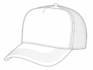 Custom foam front baseball cap construction line drawing