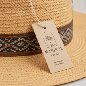 custom straw hat with Hang Tag