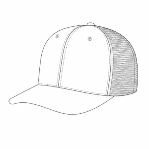 High profile trucker hat crown shape line drawing