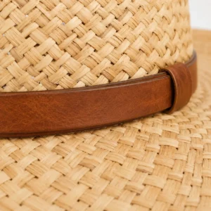 custom straw hat with Leather Band