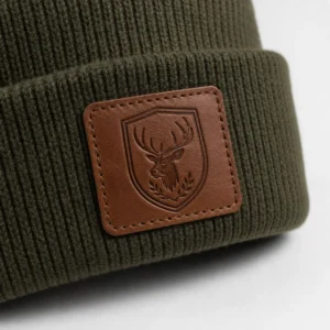 custom beanie & knit hat with Leather Patch