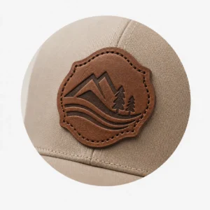 Leather patch logo on custom hats
