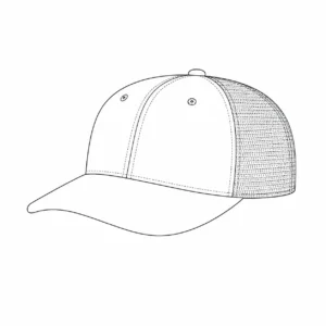 Low profile trucker hat crown shape line drawing