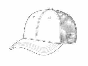 Custom mesh back baseball cap construction line drawing