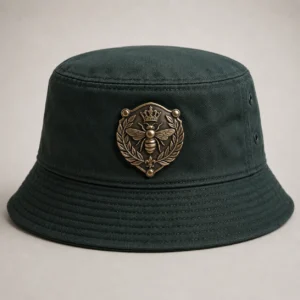 custom bucket hat with Metal Badge