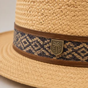 custom straw hat with Metal Badge