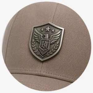 Metal badge logo on custom hats