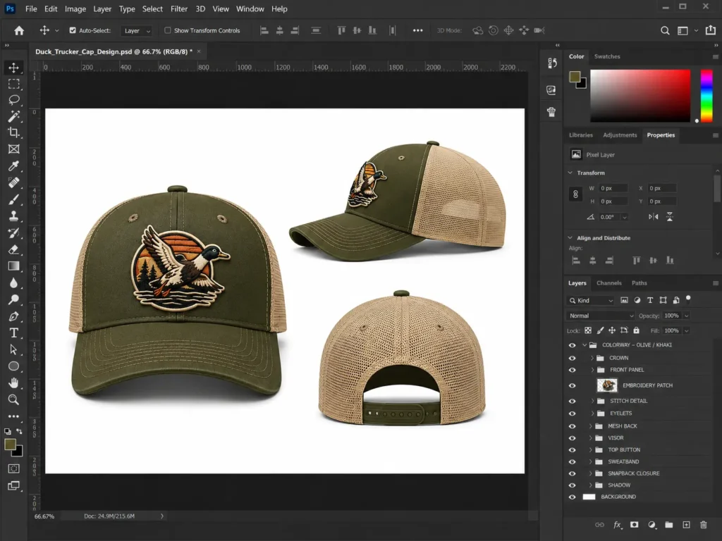 Custom hat digital design and mockup development