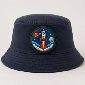 custom bucket hat with PVC Patch