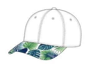 Custom printed brim baseball cap line drawing