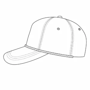 Custom rope baseball cap style line drawing