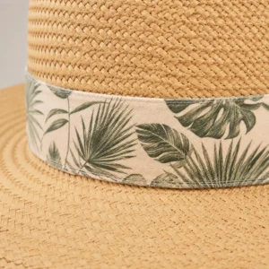 custom straw hat with Screen Printed Band