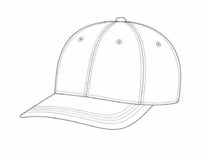 Custom slightly curved brim baseball cap line drawing