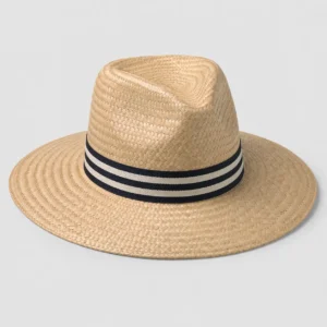 custom straw hat with Striped Band