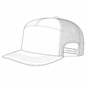 Trucker snapback hat with mesh back and adjustable snap closure