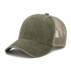 Washed color effect for custom trucker hats