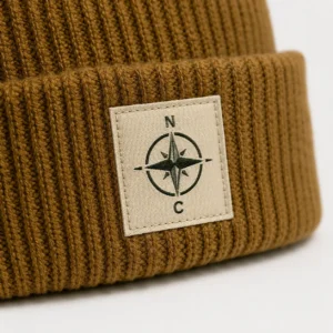 custom beanie & knit hat with Woven Label