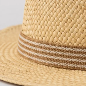 custom straw hat with Woven Label