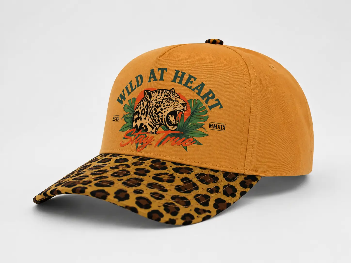 Custom baseball cap with printed visor design