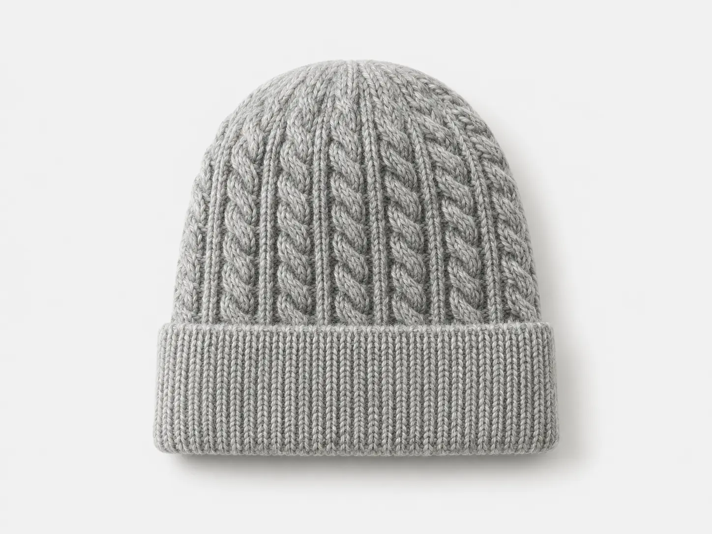 Custom cable knit beanie with cuffed design