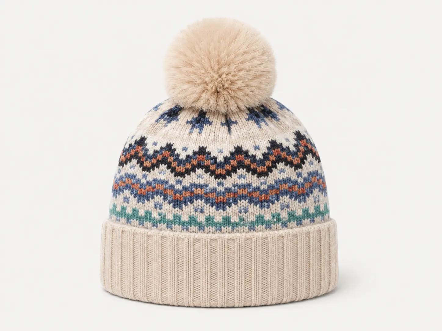 Custom jacquard knit beanie with winter pattern