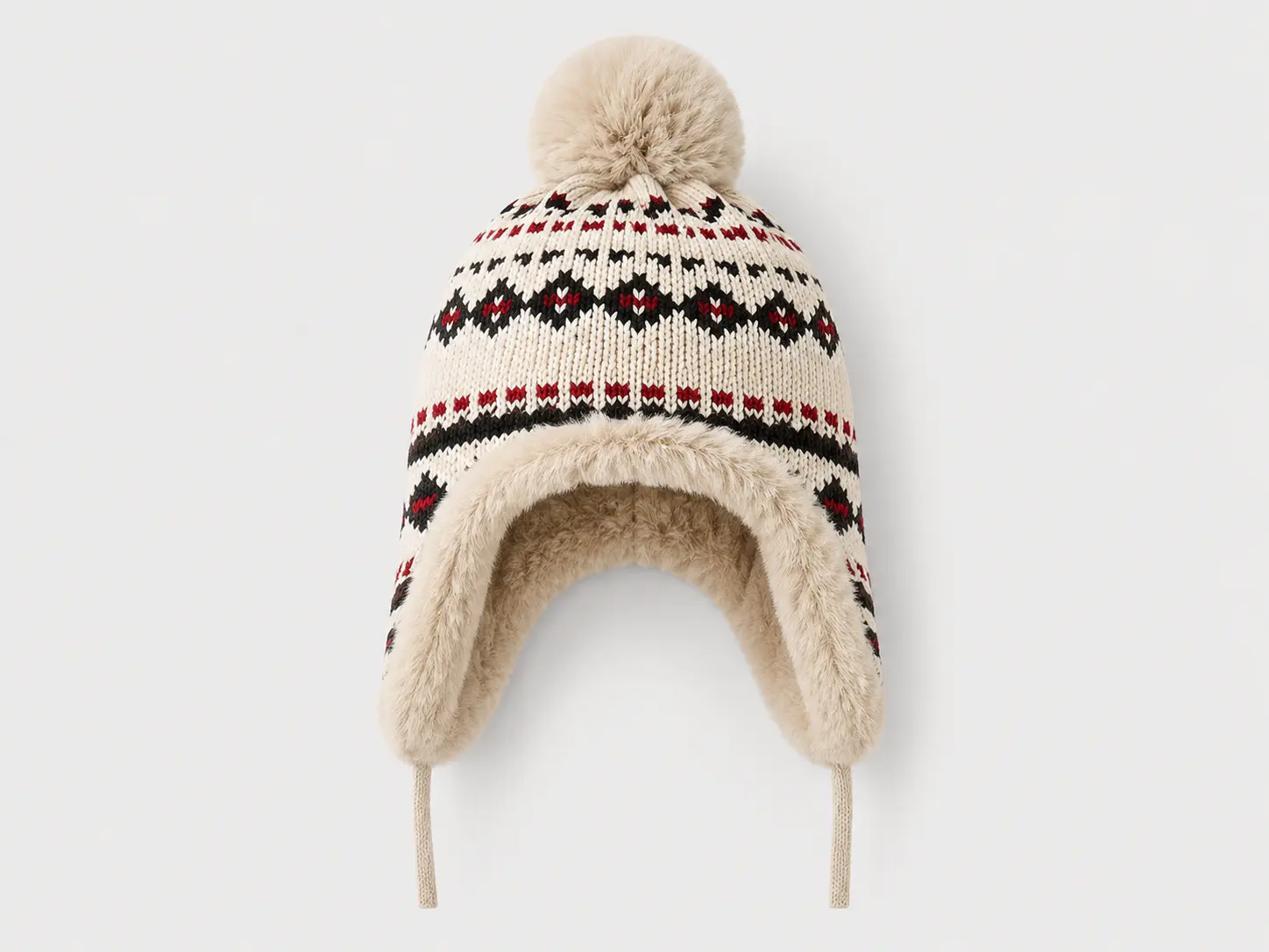 Custom earflap knit hat with winter pattern