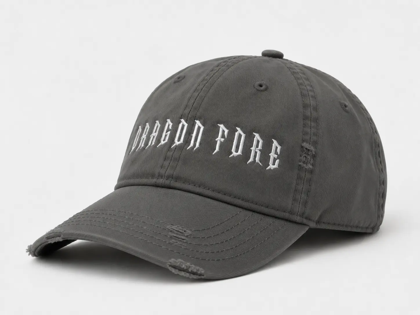 Custom distressed dad hat with vintage washed fabric