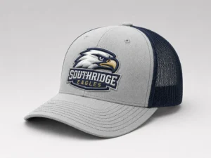 Richardson 112 style team logo trucker hat with embroidered patch