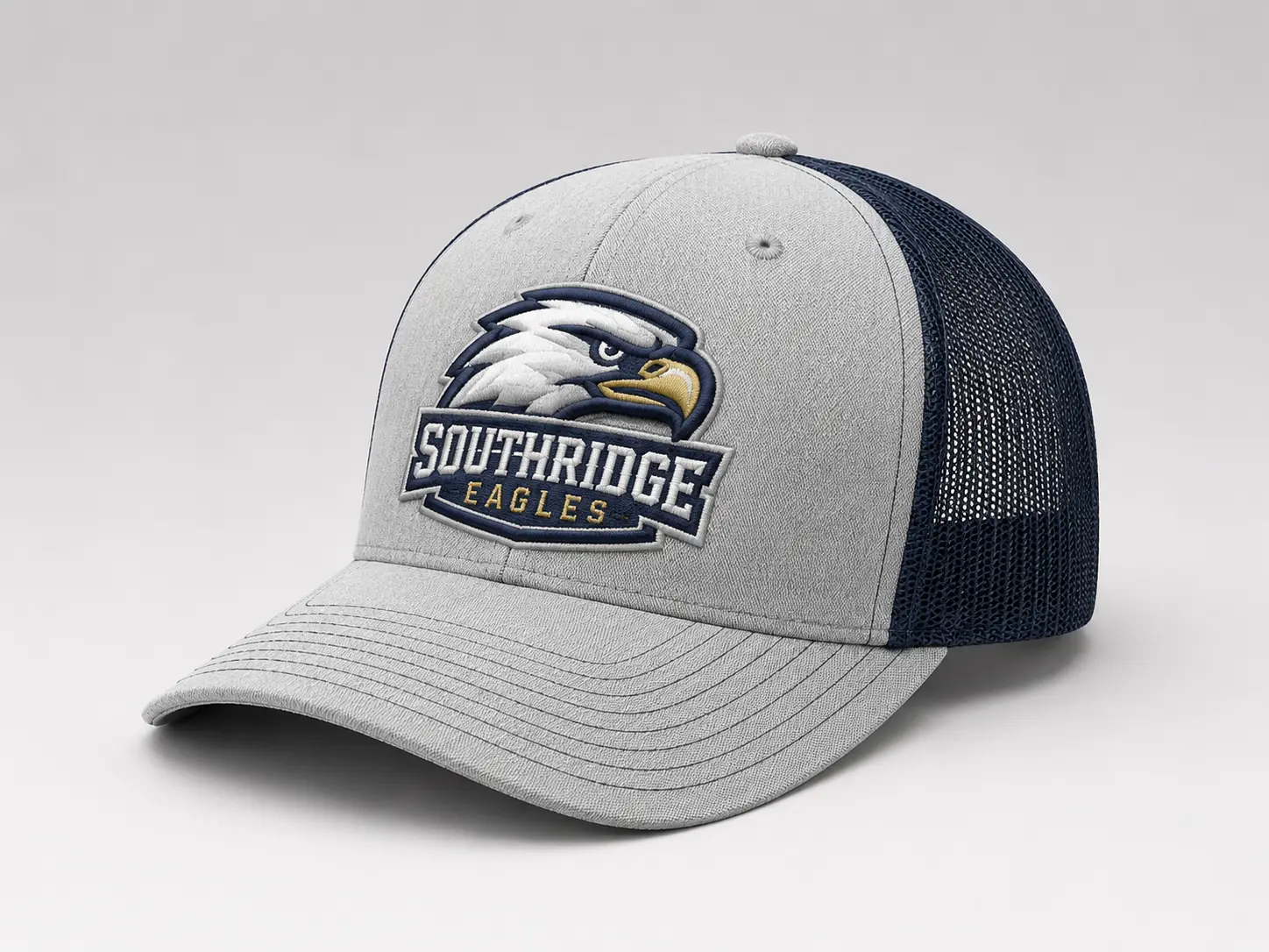 Richardson 112 style team logo trucker hat with embroidered patch