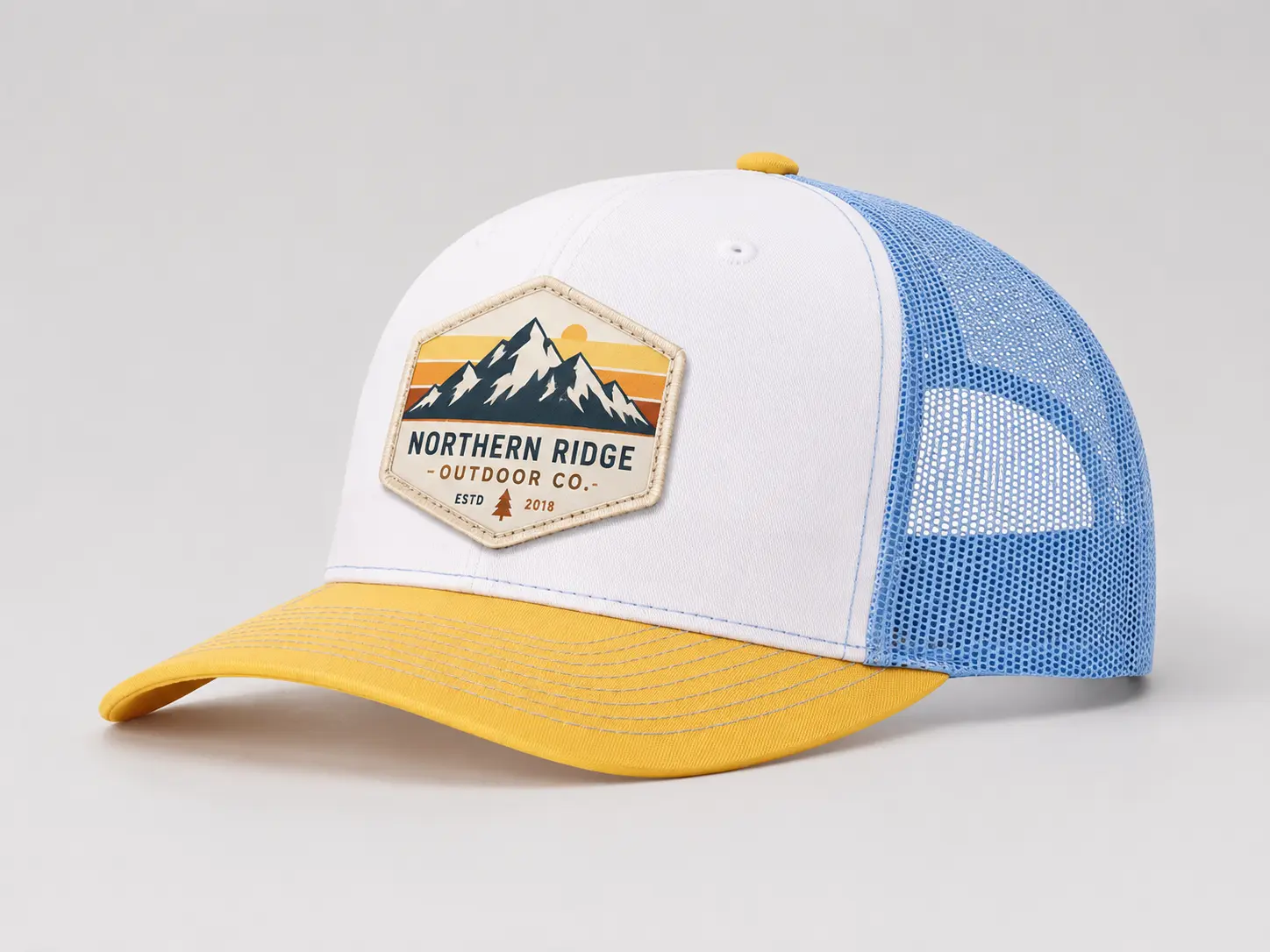 Richardson 112 style color block trucker hat for promotional merchandise