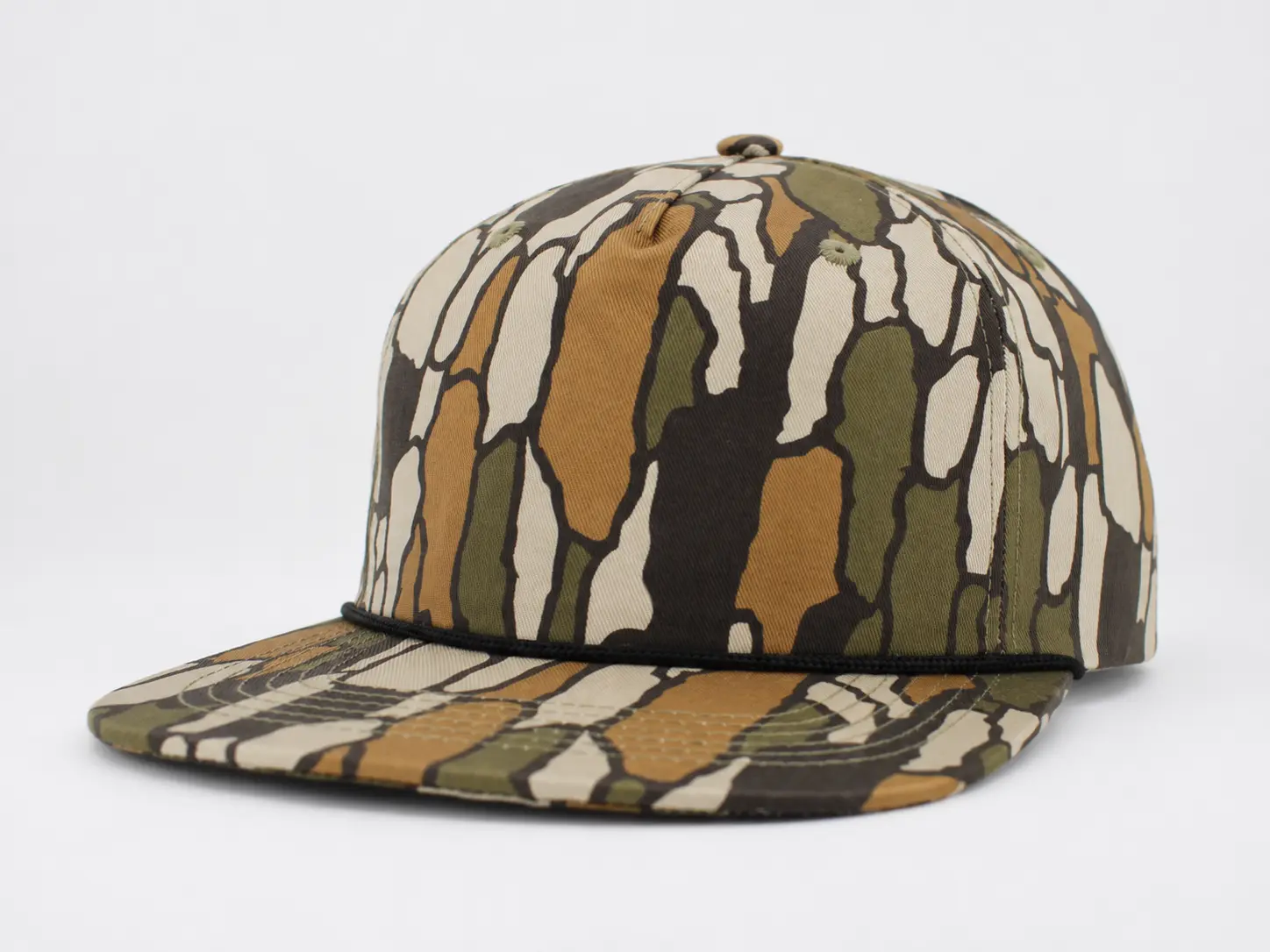 Custom camouflage snapback hat with flat brim