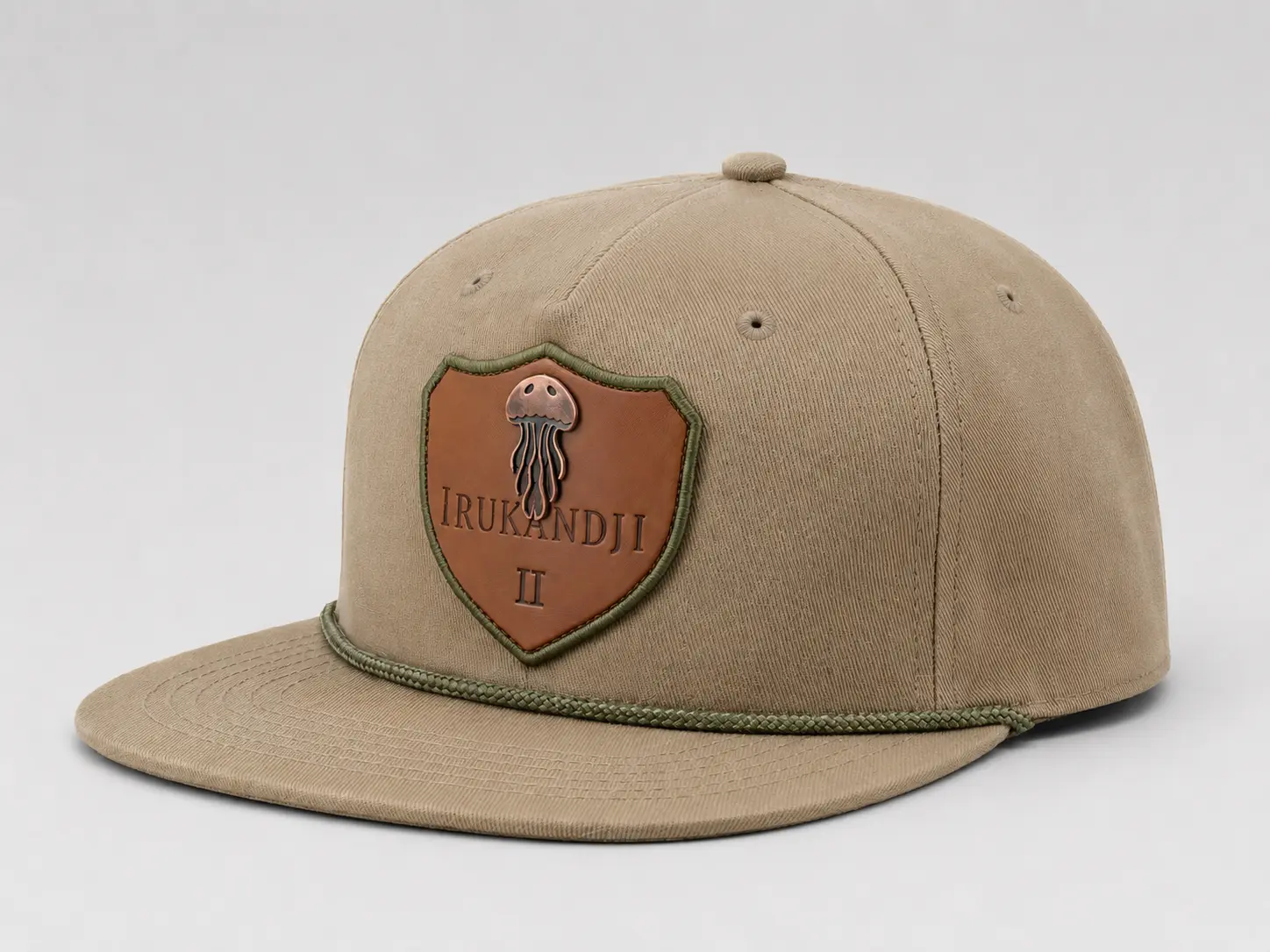 Custom rope snapback hat with leather patch logo