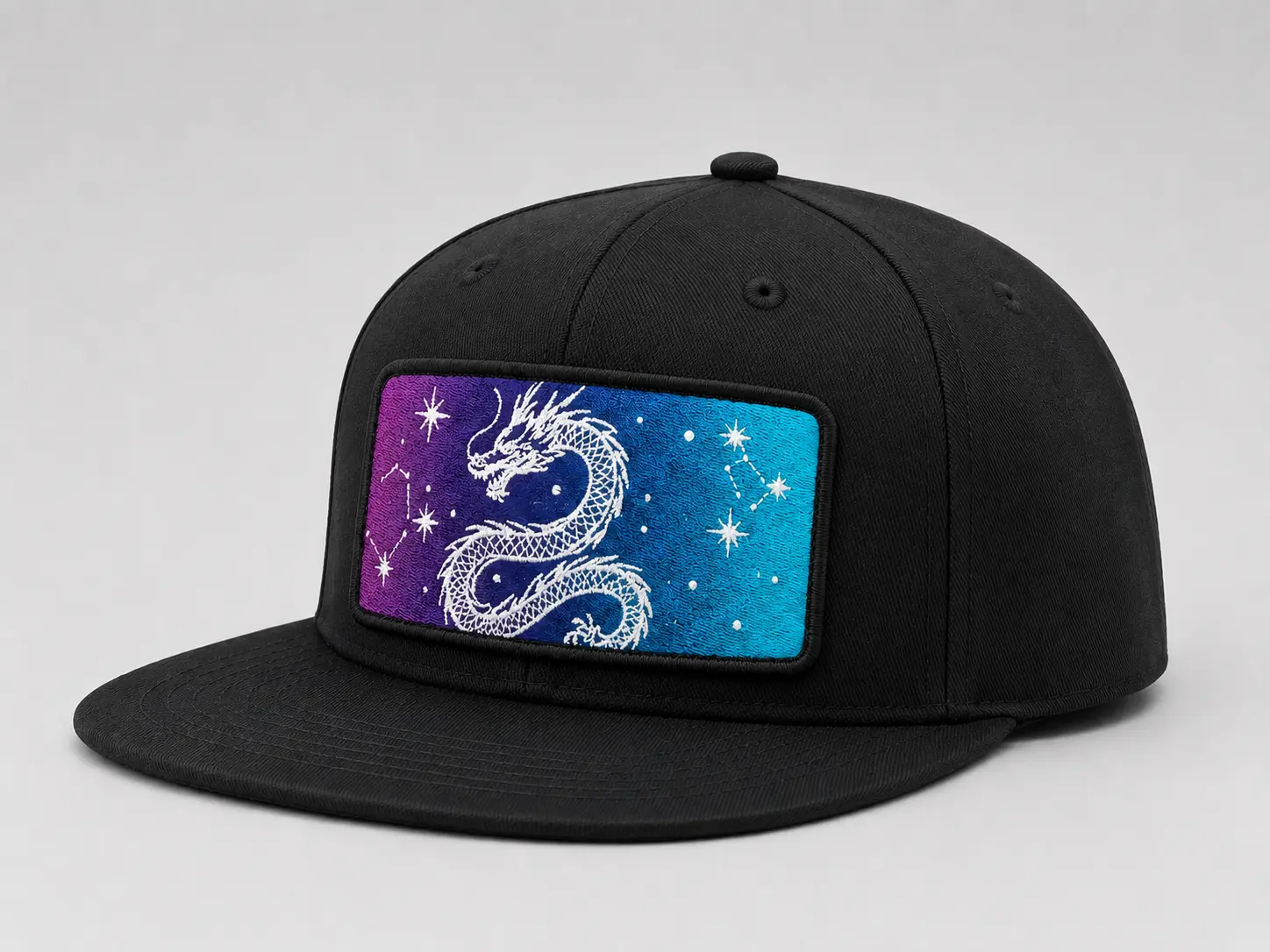 Custom snapback hat with woven patch logo