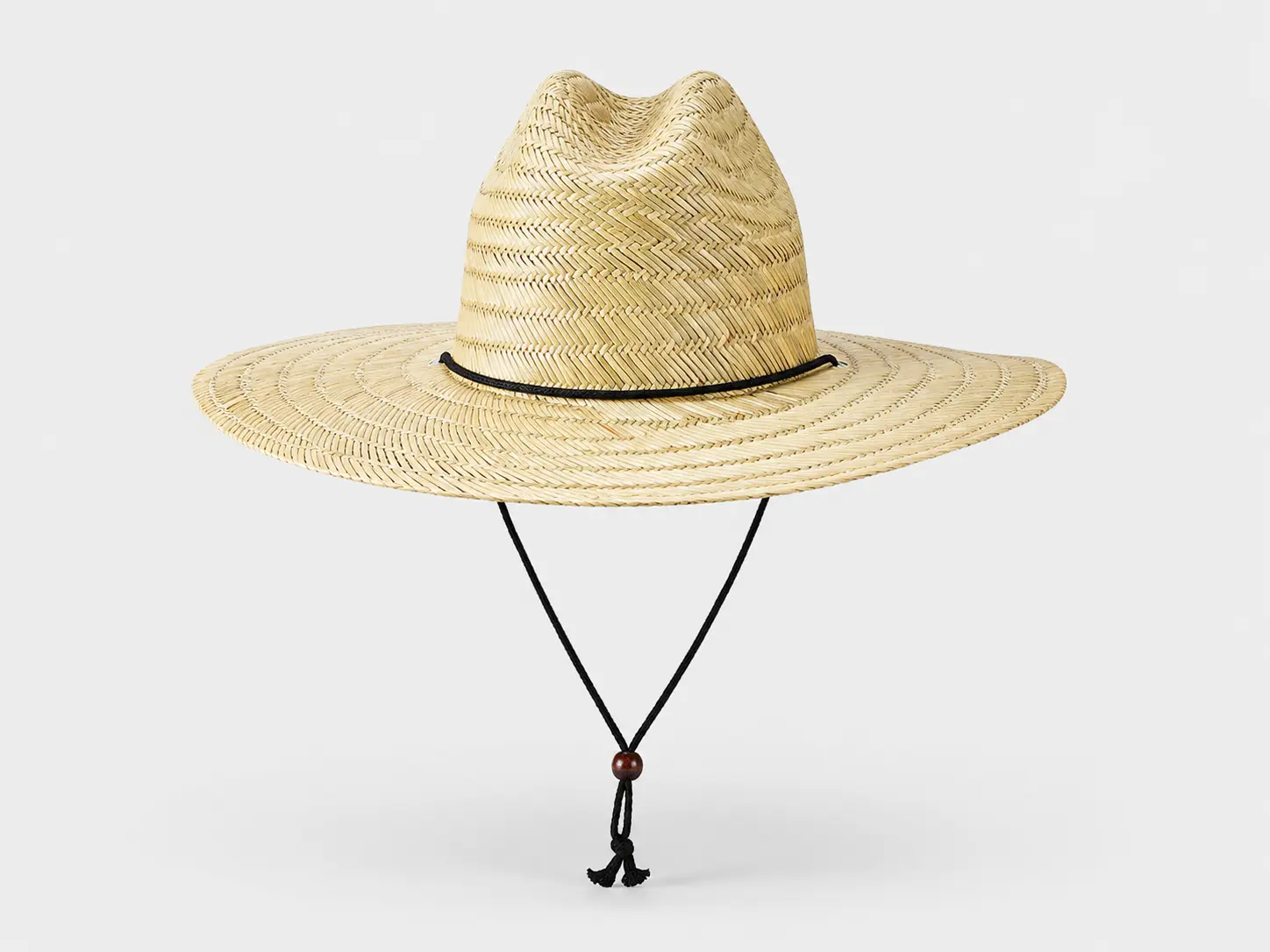 Custom wide brim straw hat with chin cord for outdoor promotions