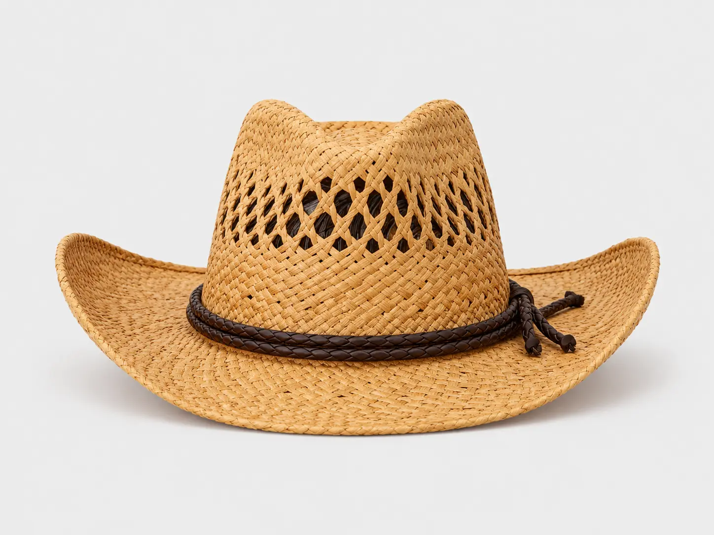 Custom cowboy straw hat with decorative band for western events