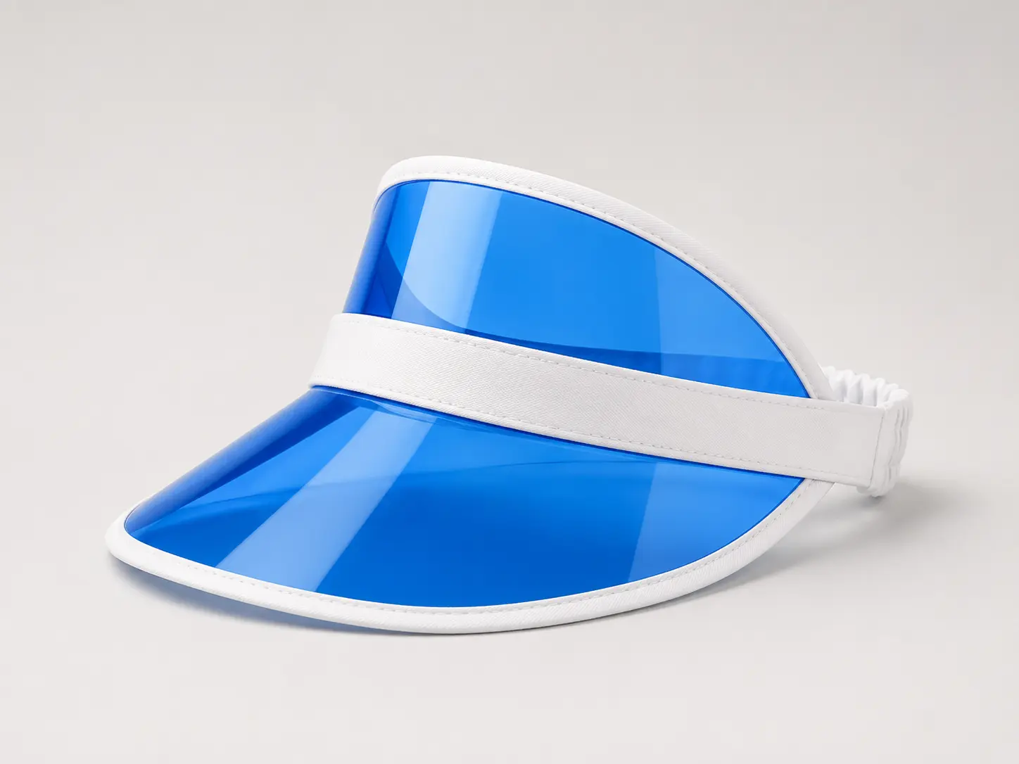 Custom transparent visor hat with blue sun protection brim