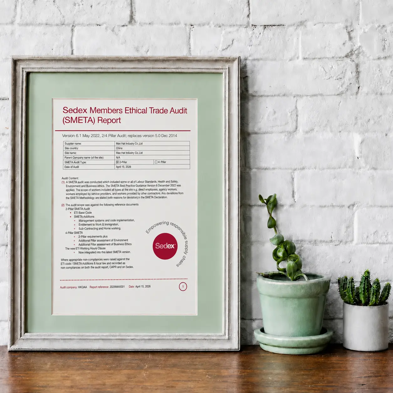 Sedex SMETA audit report for ethical trade and responsible sourcing